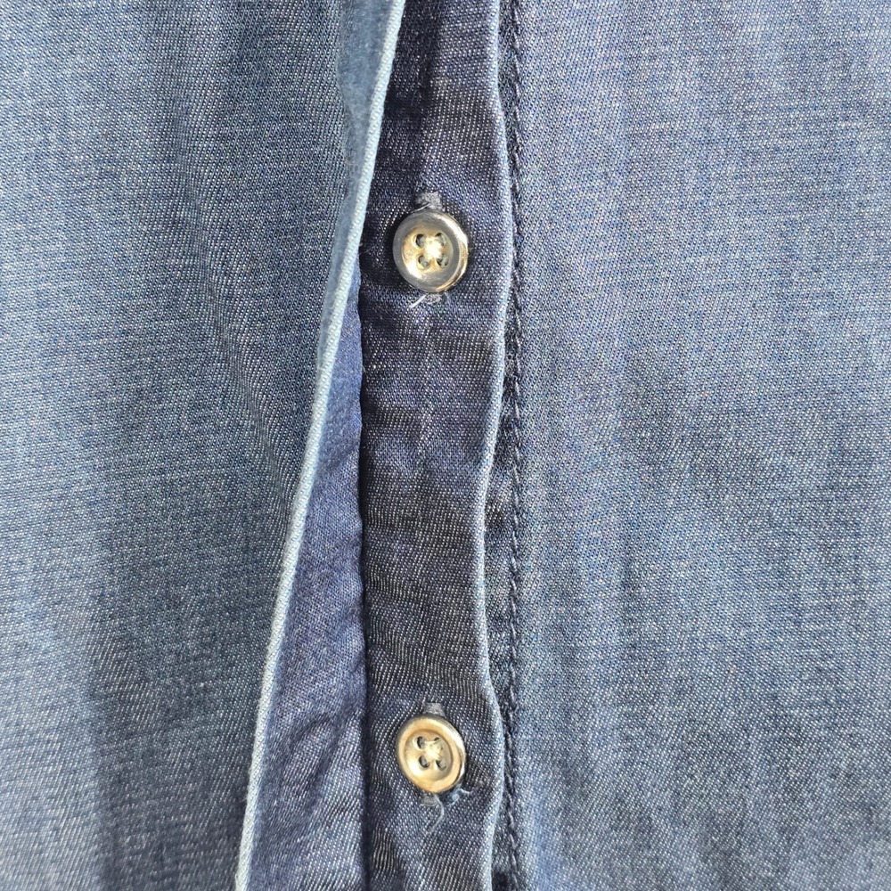 Chicos Blue Chambray Button Front Shirt Dress Women Large Long Sleeve Pockets - Picture 10 of 12